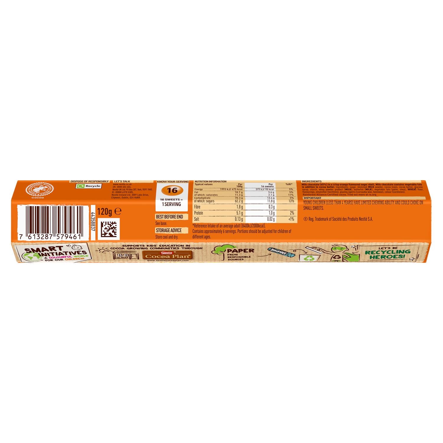 Smarties Orange Milk Chocolate Giant Tube 120g