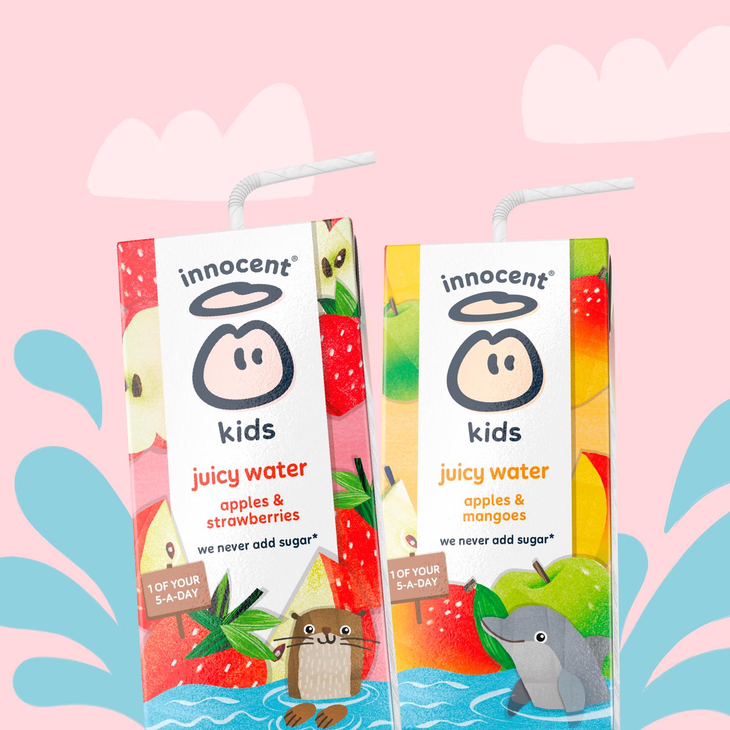 Innocent Kids Juicy Water Apple Strawberry 600ml pack, imported from the UK