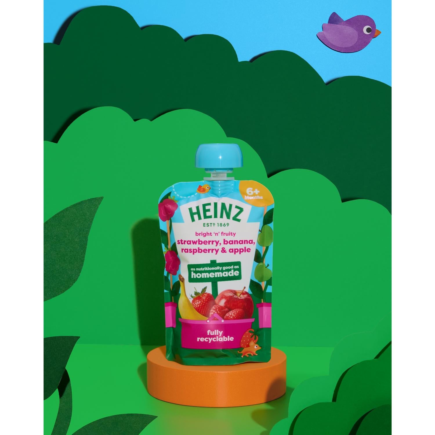 Heinz Strawberry Banana Raspberry Apple Baby Food Puree 100g, UK version
