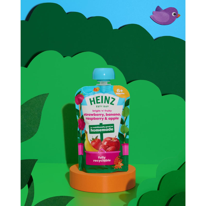Heinz Strawberry Banana Raspberry Apple Baby Food Puree 100g, UK version