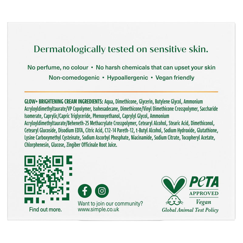 Simple Glow+ Brightening Facial Moisturiser 50ml (British brand)