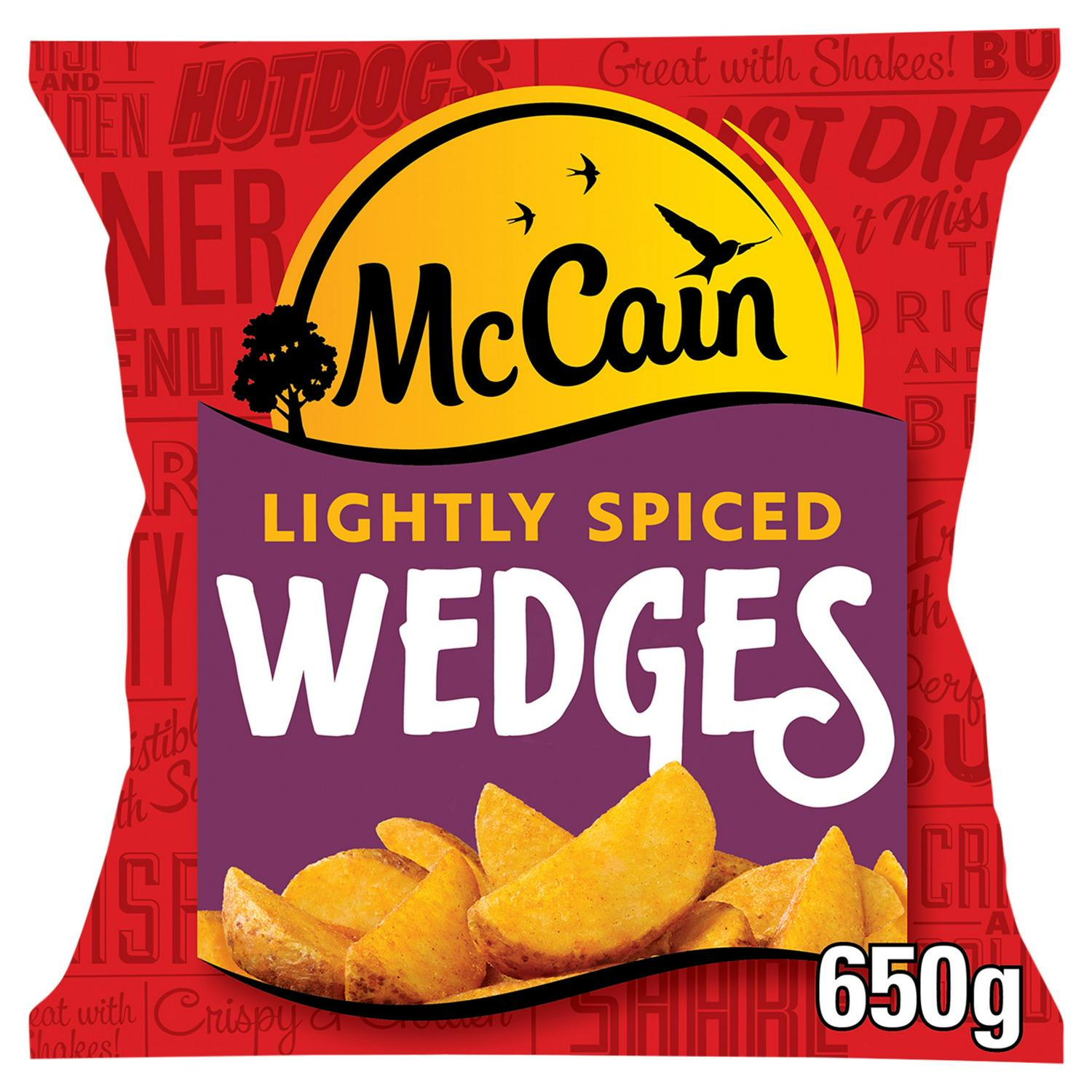McCain Lightly Spiced Wedges 650g, imported from the UK