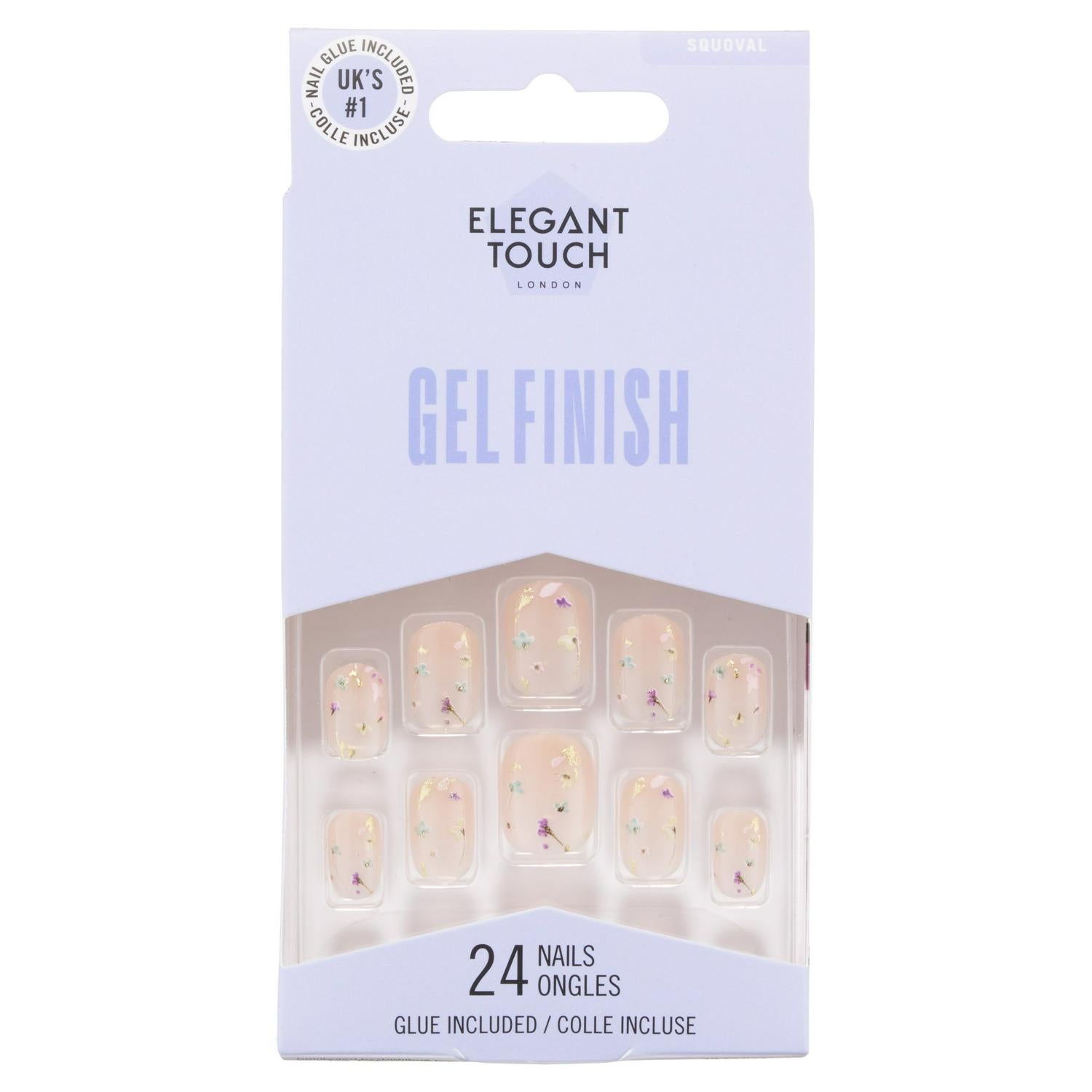 Elegant Touch Squoval Encased Gel Finish Nails x24