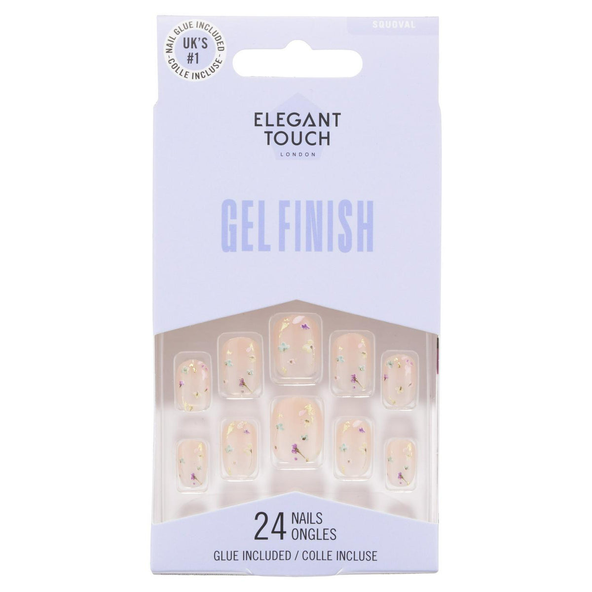 Elegant Touch Squoval Encased Gel Finish Nails x24