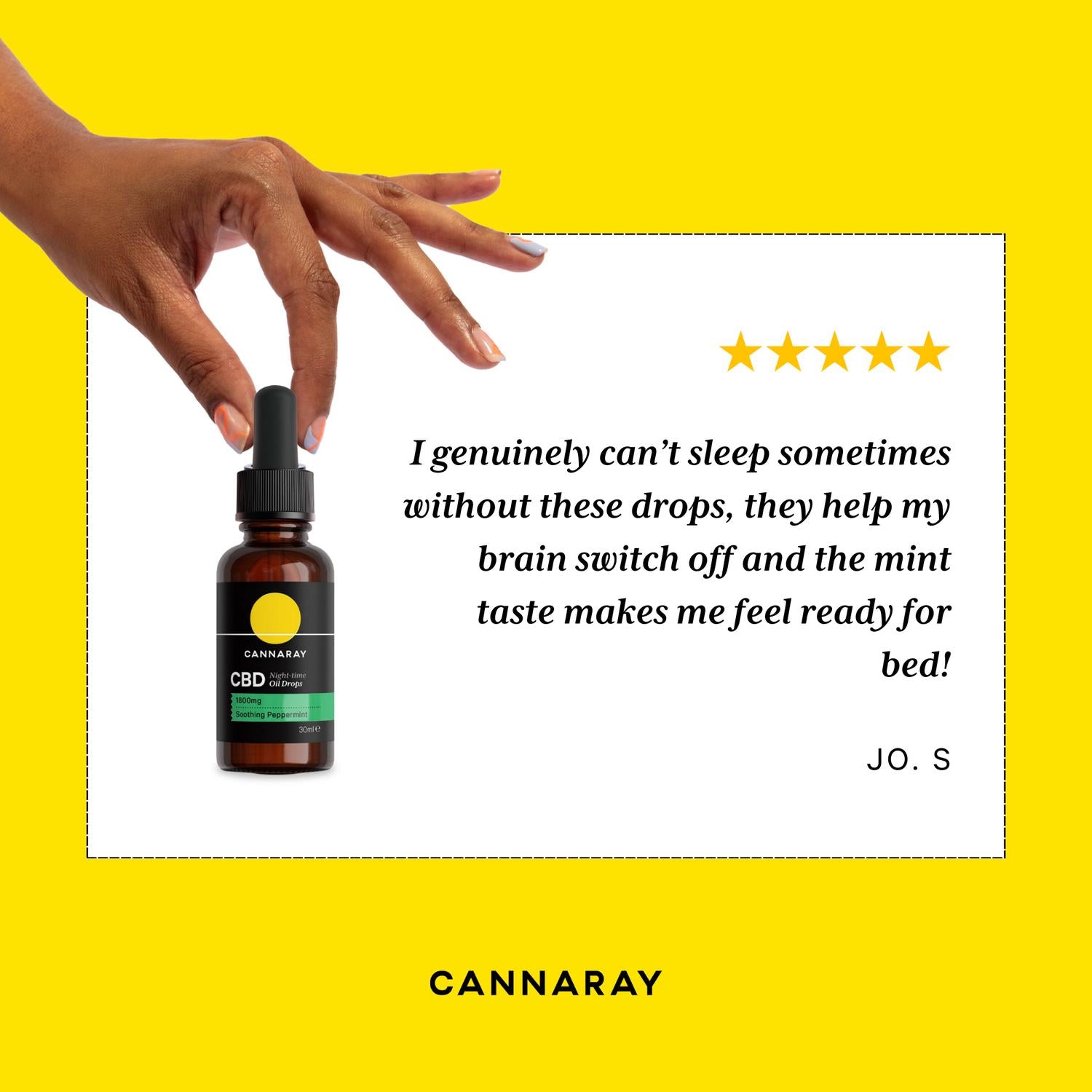 Cannaray CBD Night Time Oil Drops Peppermint 30ml - British product