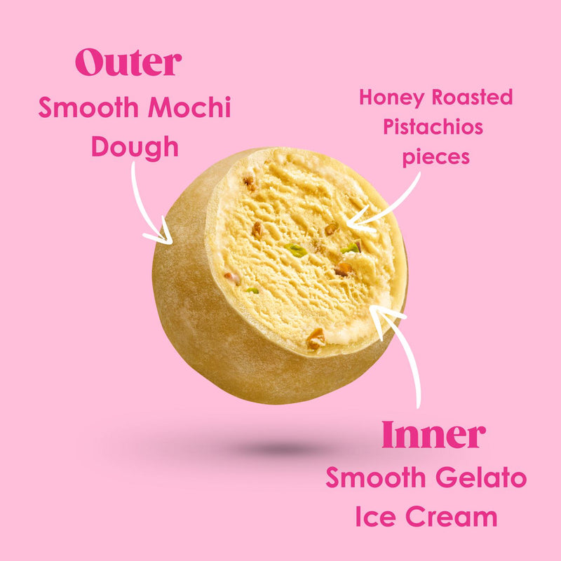 Little Moons honey roasted pistachio mochi ice cream 6x32g, UK version