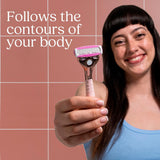 Women's Rose Gold Razor Handle with 5 Blades and Conditioning Strip