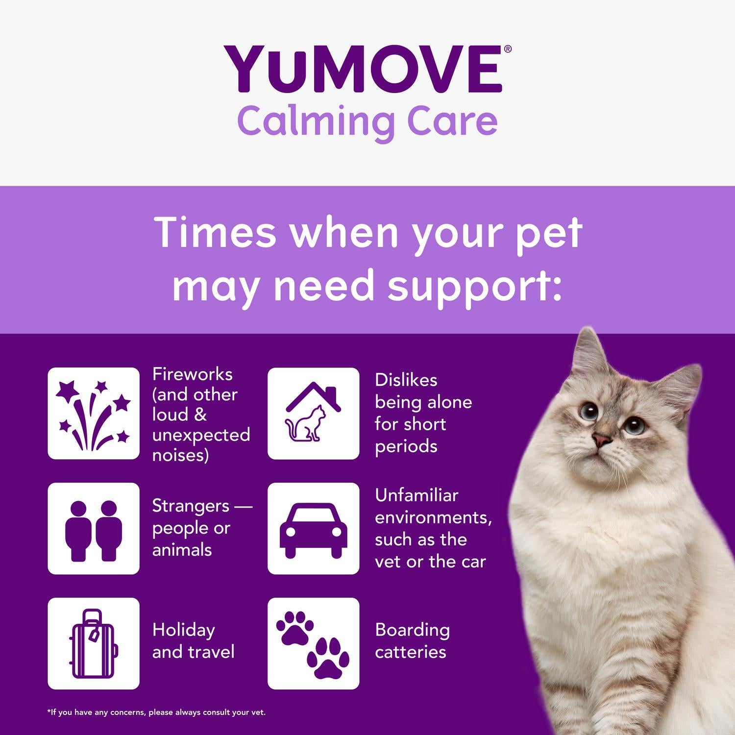 YuMove Calming Care for adult cats 30 capsules (British brand)