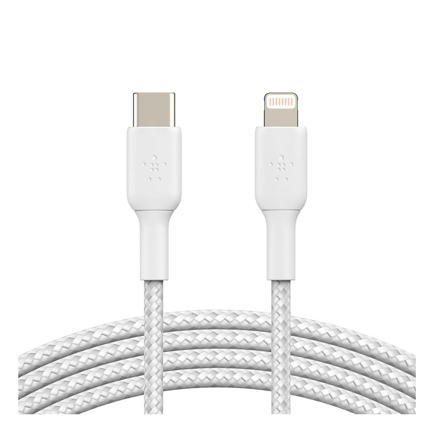 Belkin Braided USB-C to Lightning Cable White 1M - British product