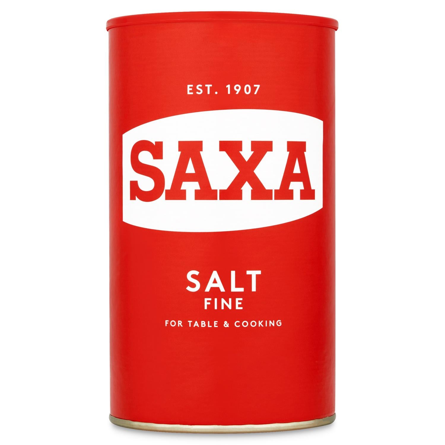 Saxa fine table salt drum 750g (British brand)