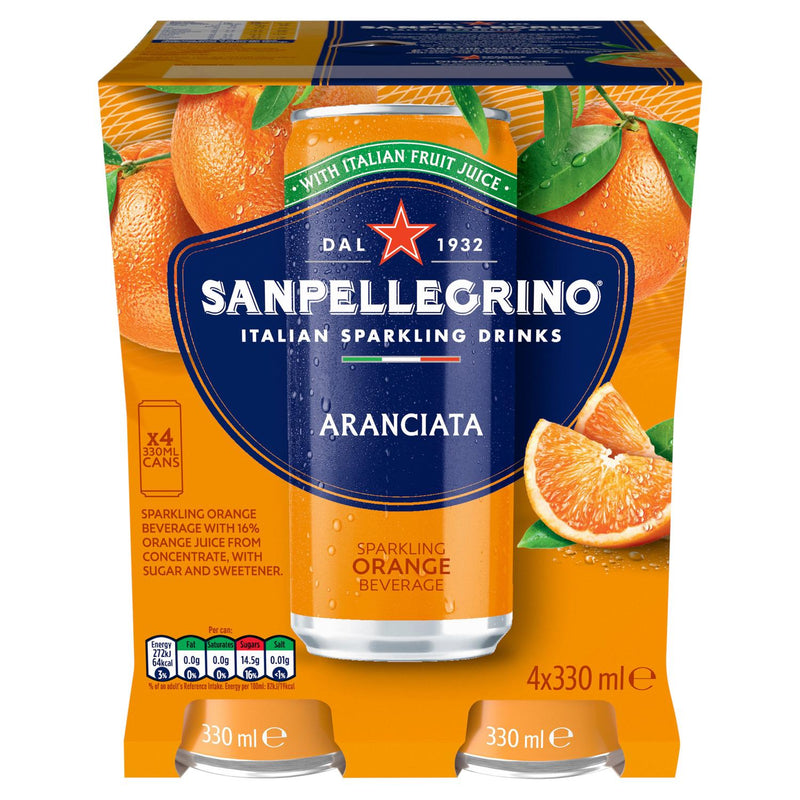 San Pellegrino Orange Sparkling Drink 4 x 330ml (British brand)