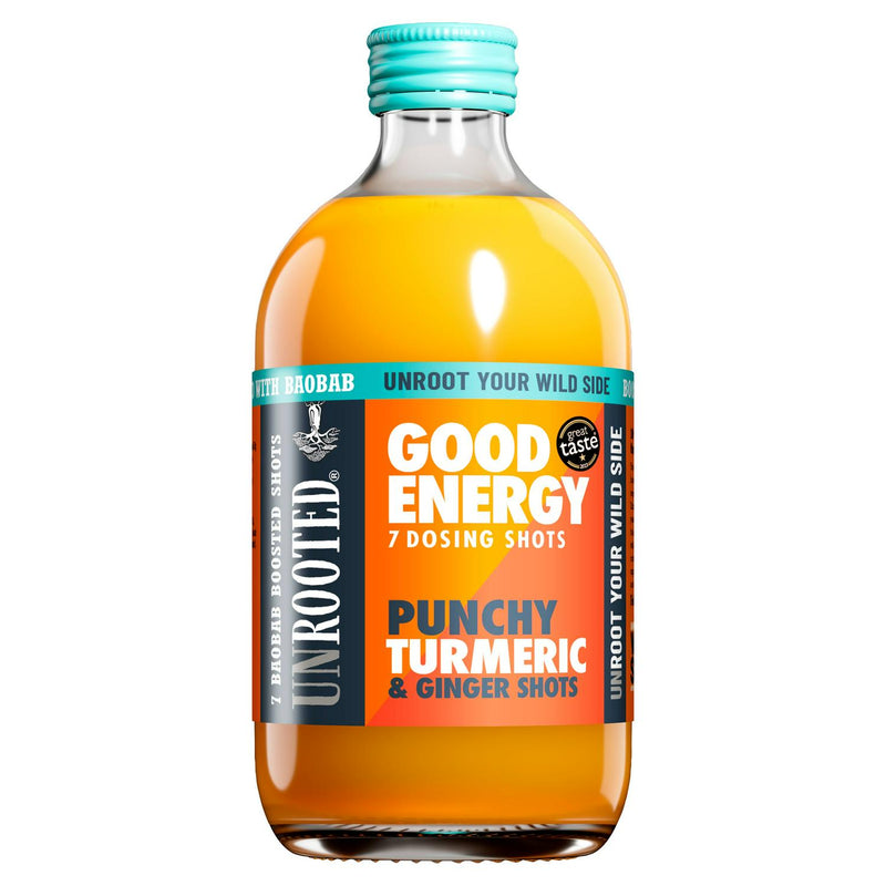 Unrooted Good Energy Turmeric Ginger health shots 420ml (British brand)
