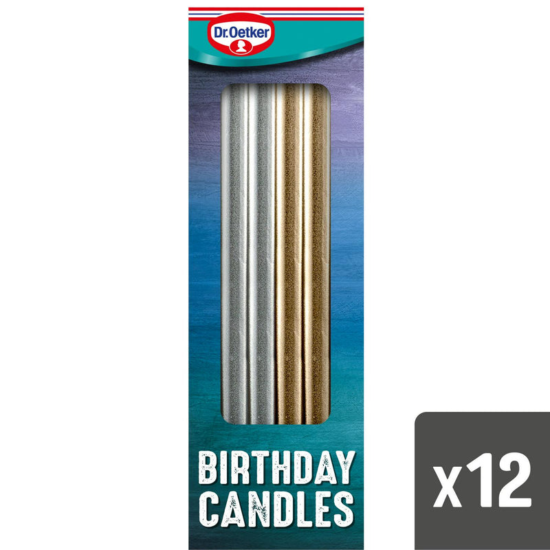 Dr. Oetker metallic birthday candles rainbow x12 - British product