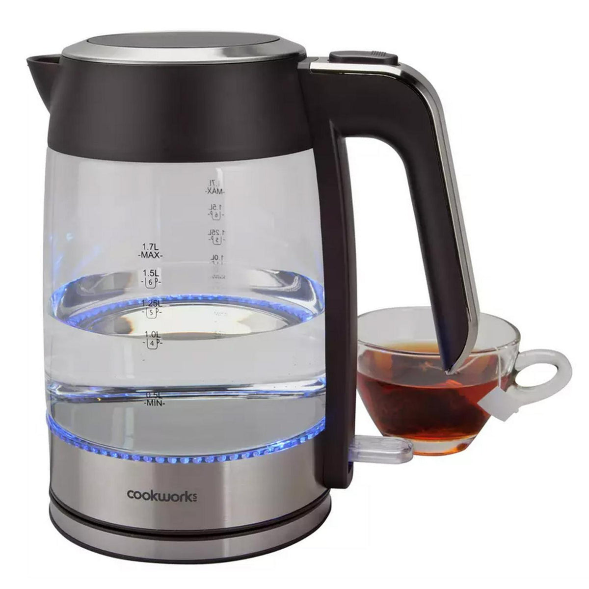 Cookworks Illuminating Kettle - Glass and Stainless Steel