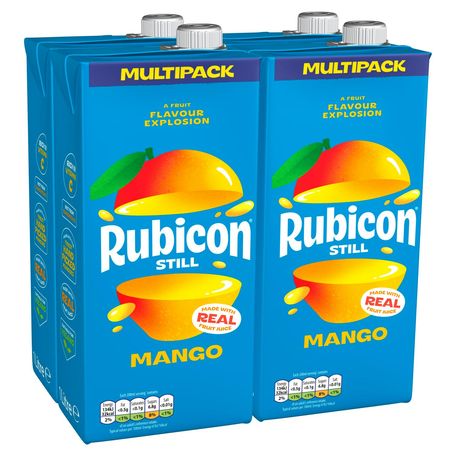 Rubicon still mango fruit juice drink 4x1L, imported from the UK