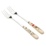 Floral Handle Cake Forks, Pack of 4, Stainless Steel