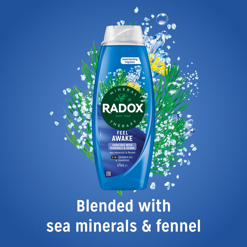 Radox Mineral Therapy Body Wash Shampoo 675ml, imported from the UK