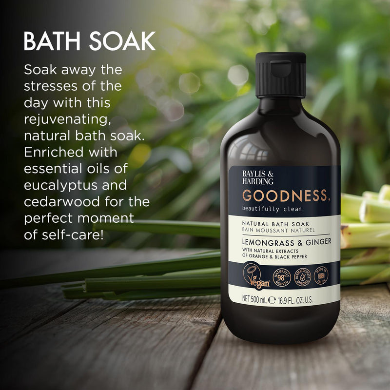 Energising Natural Bath Soak with Lemongrass and Ginger 500ml