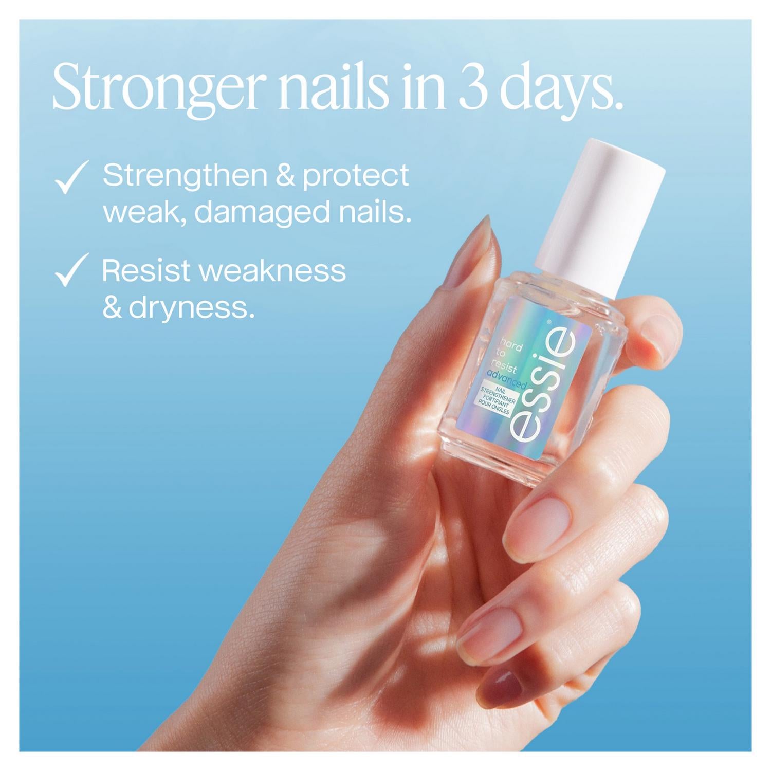 Essie Hard To Resist clear nail strengthener bottle - British product