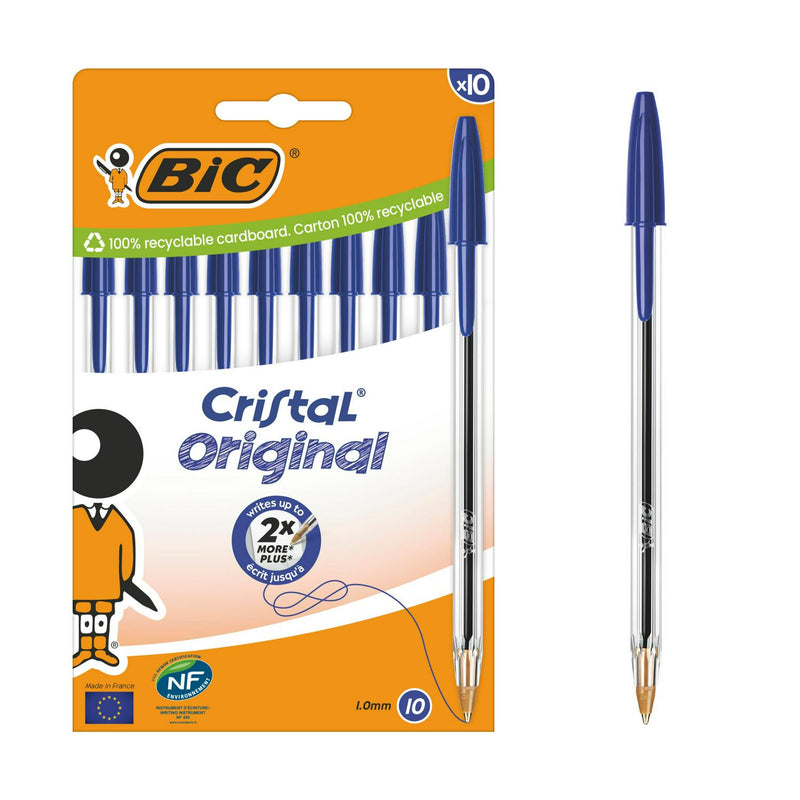 BIC Cristal blue ballpoint pen pack of 10 - British product