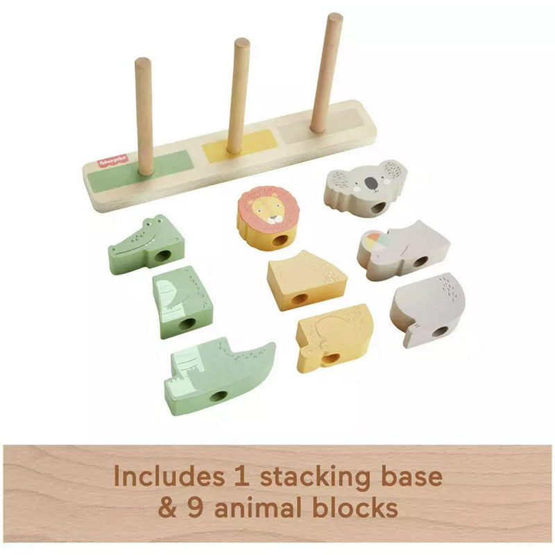 Fisher-Price Wooden Stack & Sort Animals 10 Piece Toy