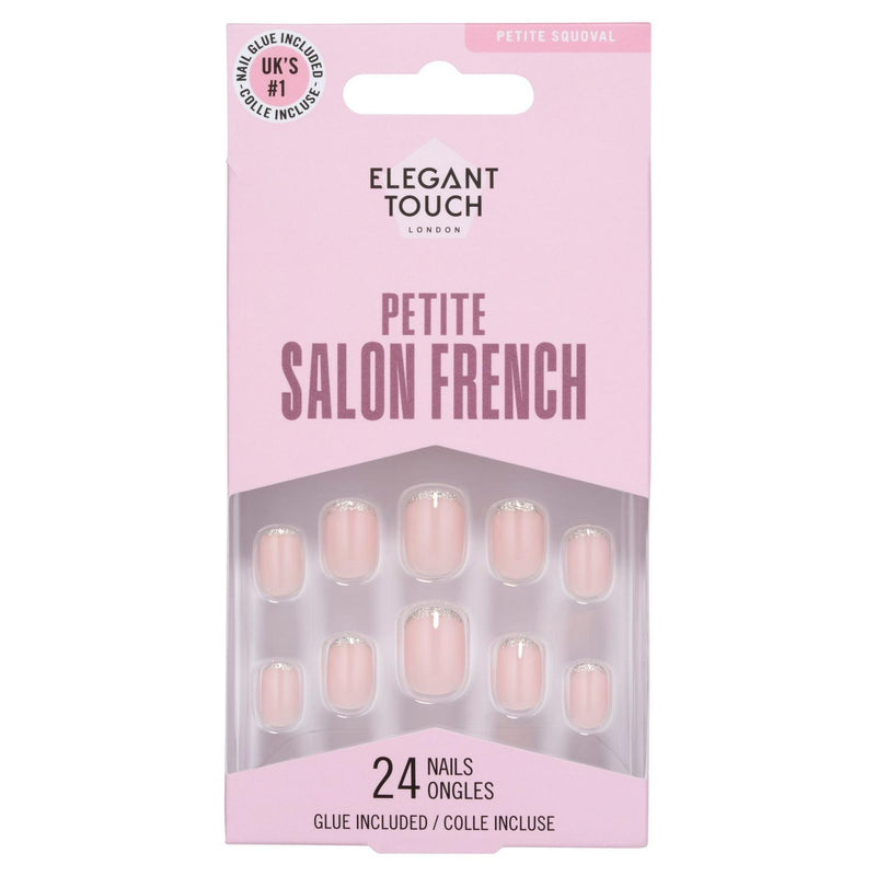 Artificial Nails with Glue Included, Petite Salon French Style, 24 Count