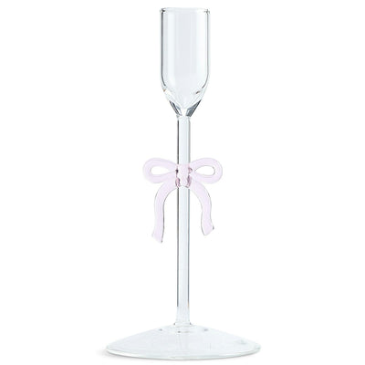 Sainsburys Habitat Glas-Schleifen-Taper Kerzenhalter Rosafarbenes Band Detail 20cm - Online bei McGrocer kaufen