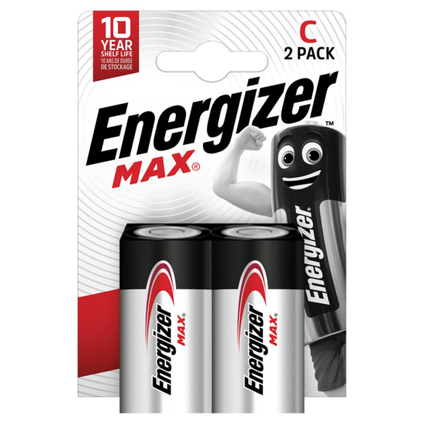 Alkaline C Batteries 2-Pack with Long-Lasting Power