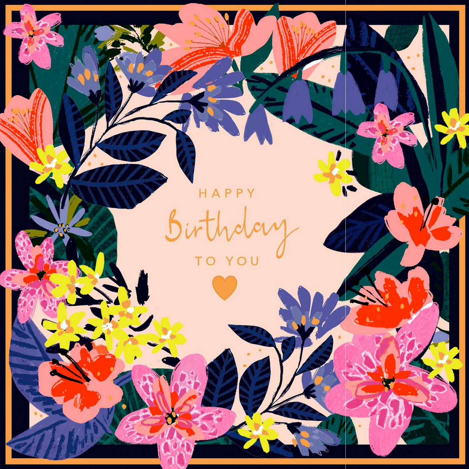 Sainsbury's Happy Birthday Card Floral Wreath 15.9cm (British brand)