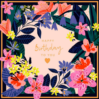 Sainsbury's Happy Birthday Card Floral Wreath Greeting Card 15.9cm
