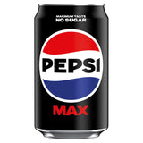 Pepsi Max no sugar cola 330ml can (British brand)