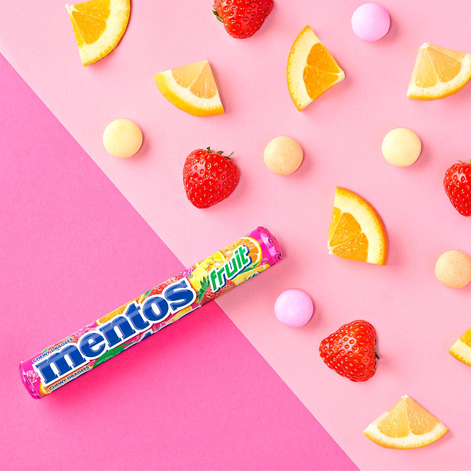 Mentos fruit chewy dragees rolls 190g, imported from the UK