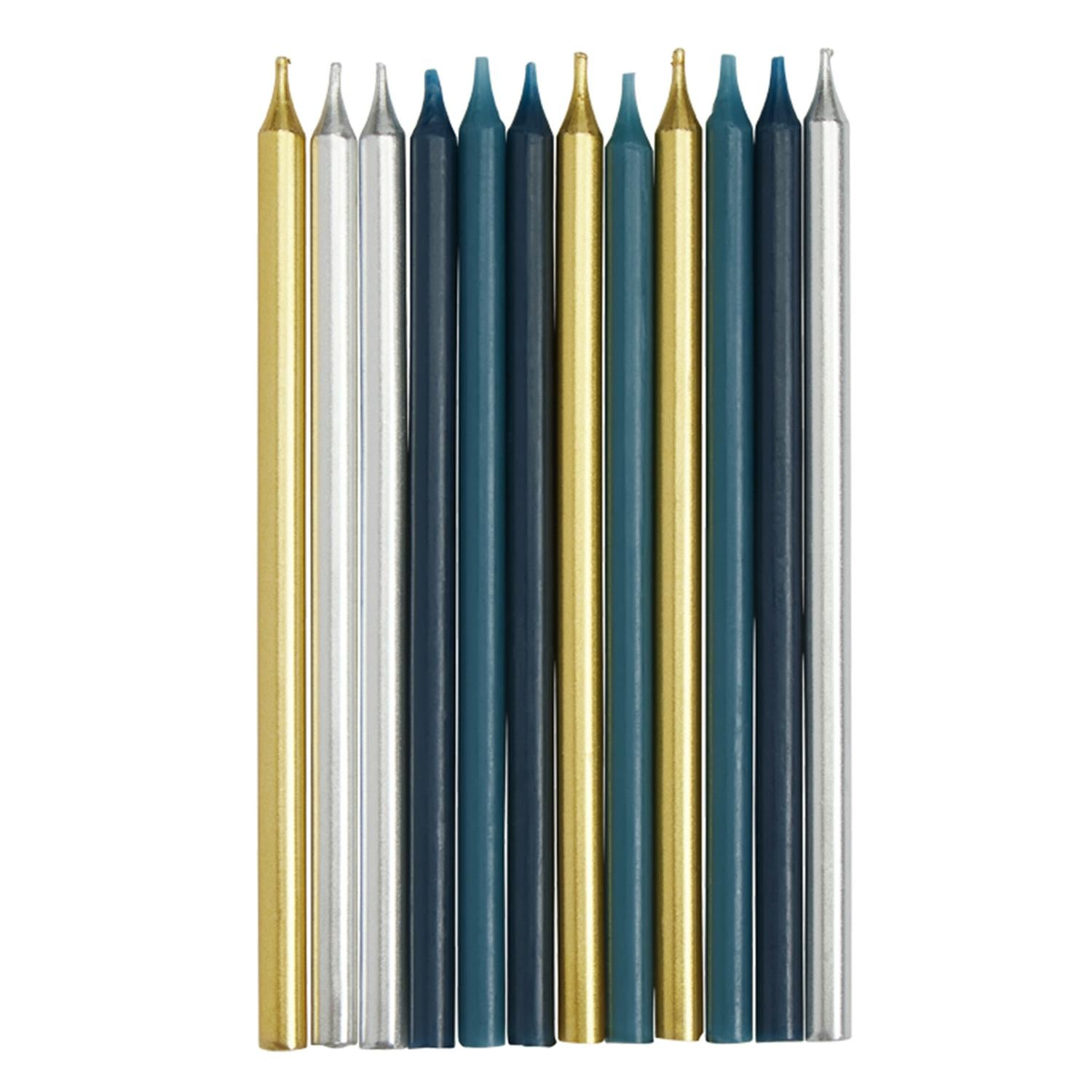 Habitat Palma Luxe Gold Silver Navy candles 12 pack, UK version