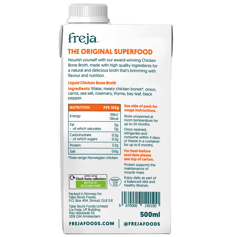 Freja chicken bone broth 500ml liquid package - British product
