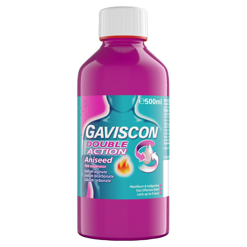Gaviscon Double Action Aniseed Oral Suspension 500ml, UK version