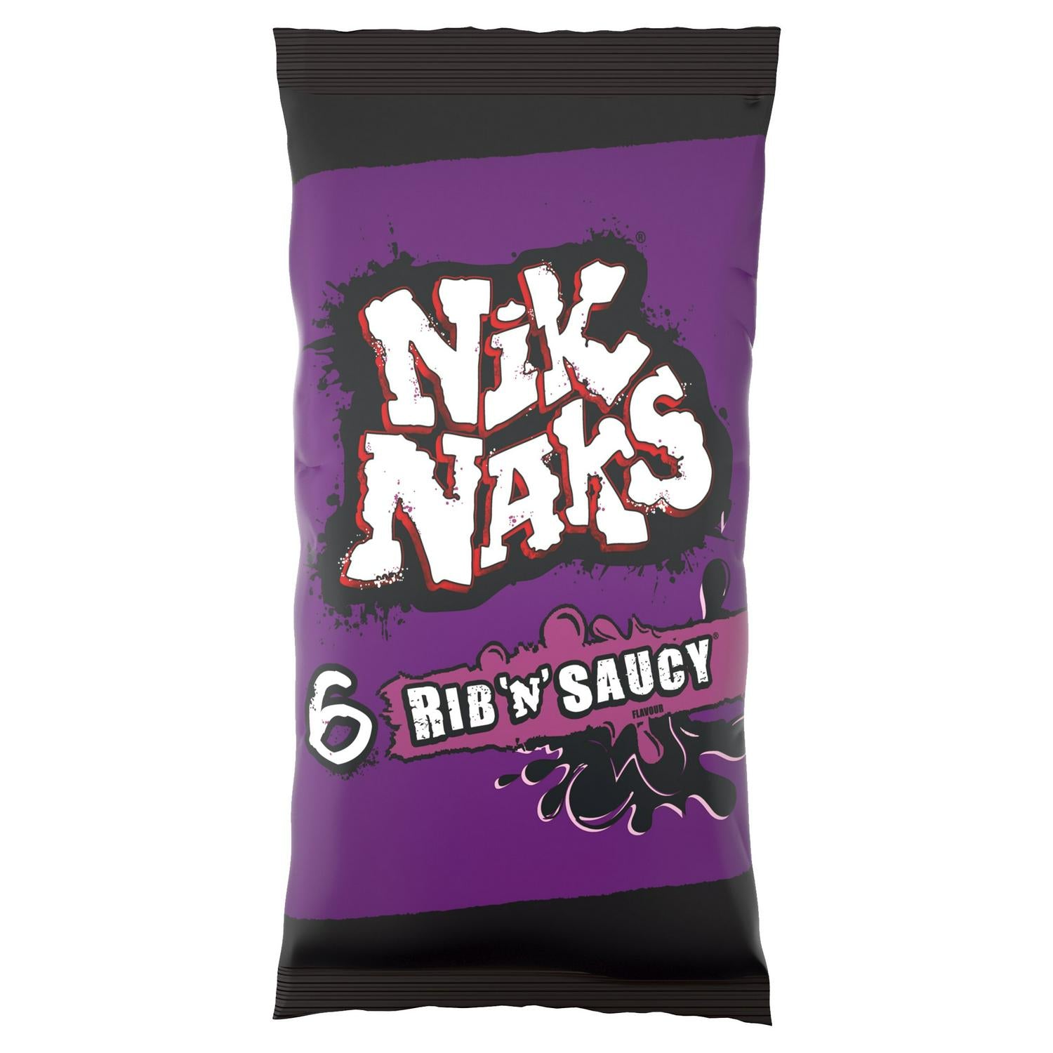 Nik Naks Rib 'N' Saucy Corn Snack Multipack x6, imported from the UK