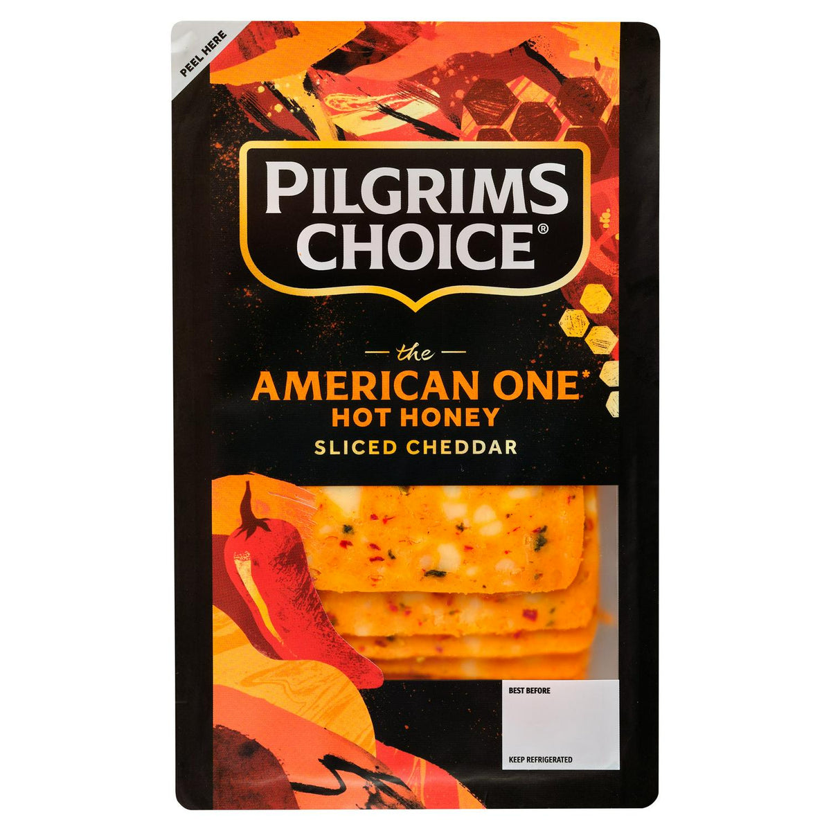 Mature Cheddar Cheese Slices with Honey, Jalapeno and Paprika 150g