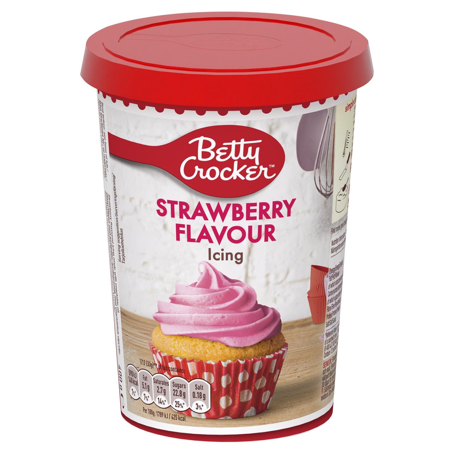 Betty Crocker strawberry flavour icing 400g tub - British product