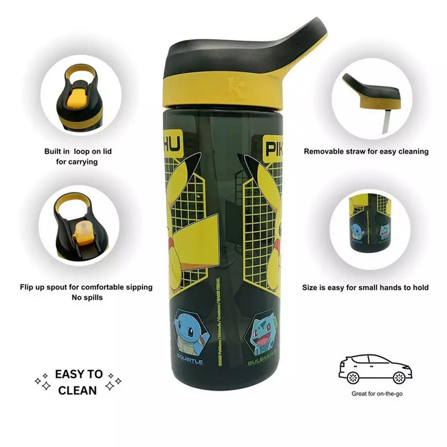 Pokemon Pikachu Sipper Water Bottle 600ml, UK version