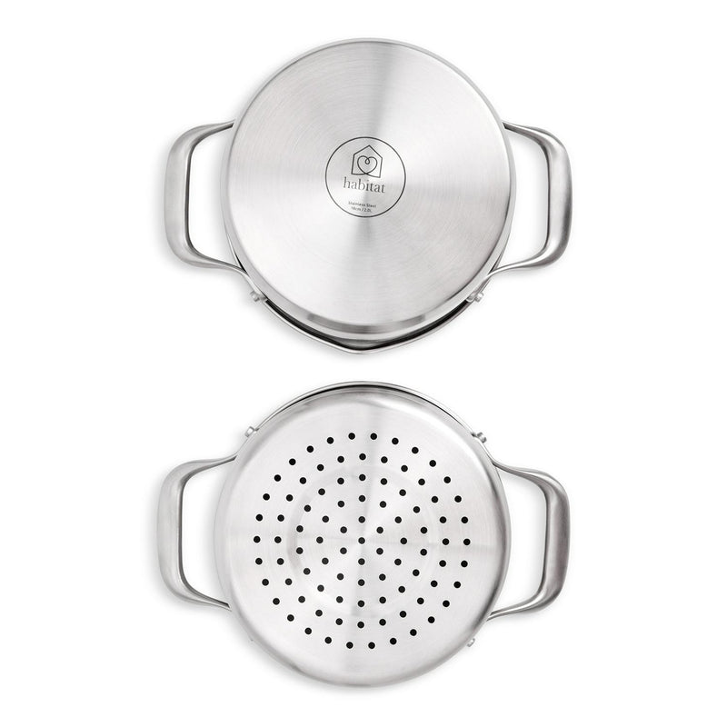 3-Tier Stainless Steel Steamer with Glass Lid, 18cm Diameter