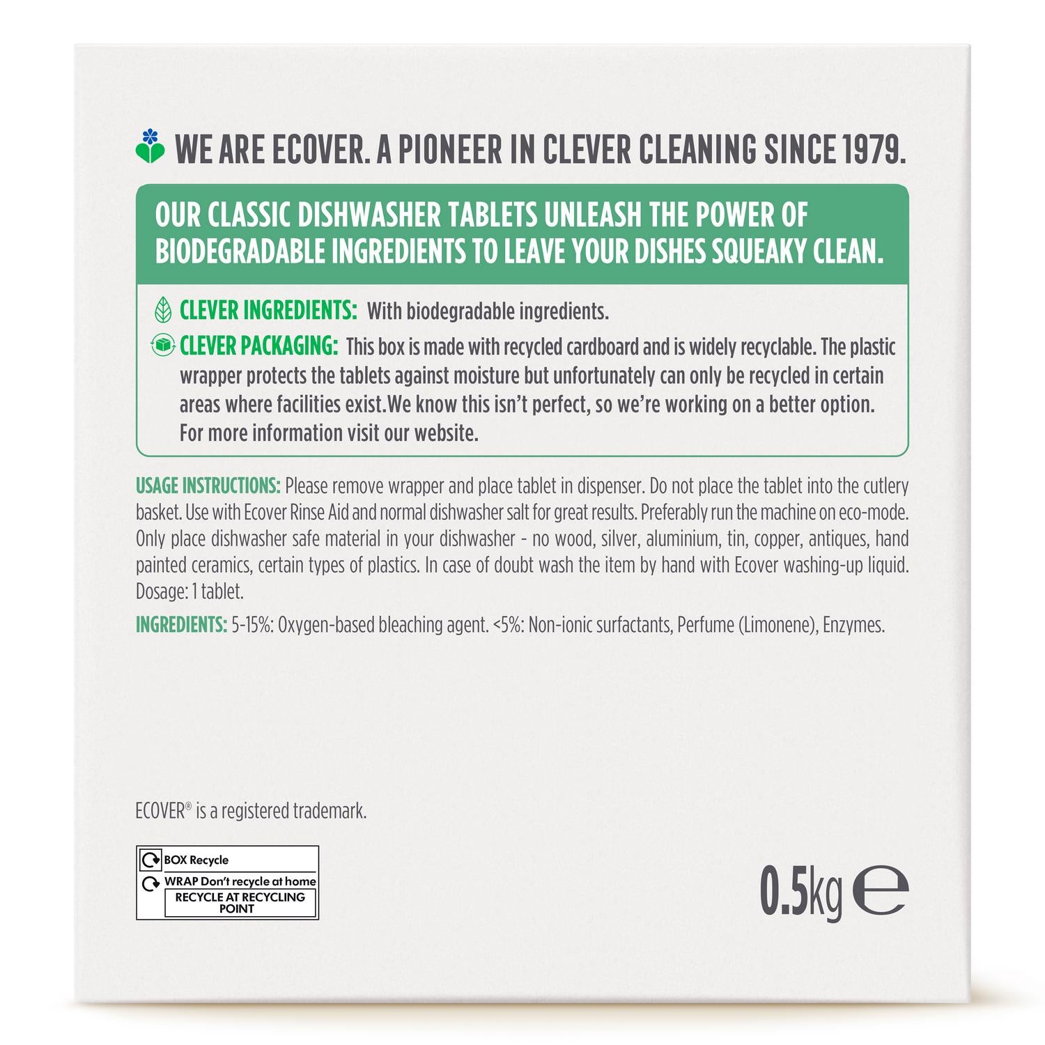Ecover lemon lime dishwasher tablets 25 pack - British product