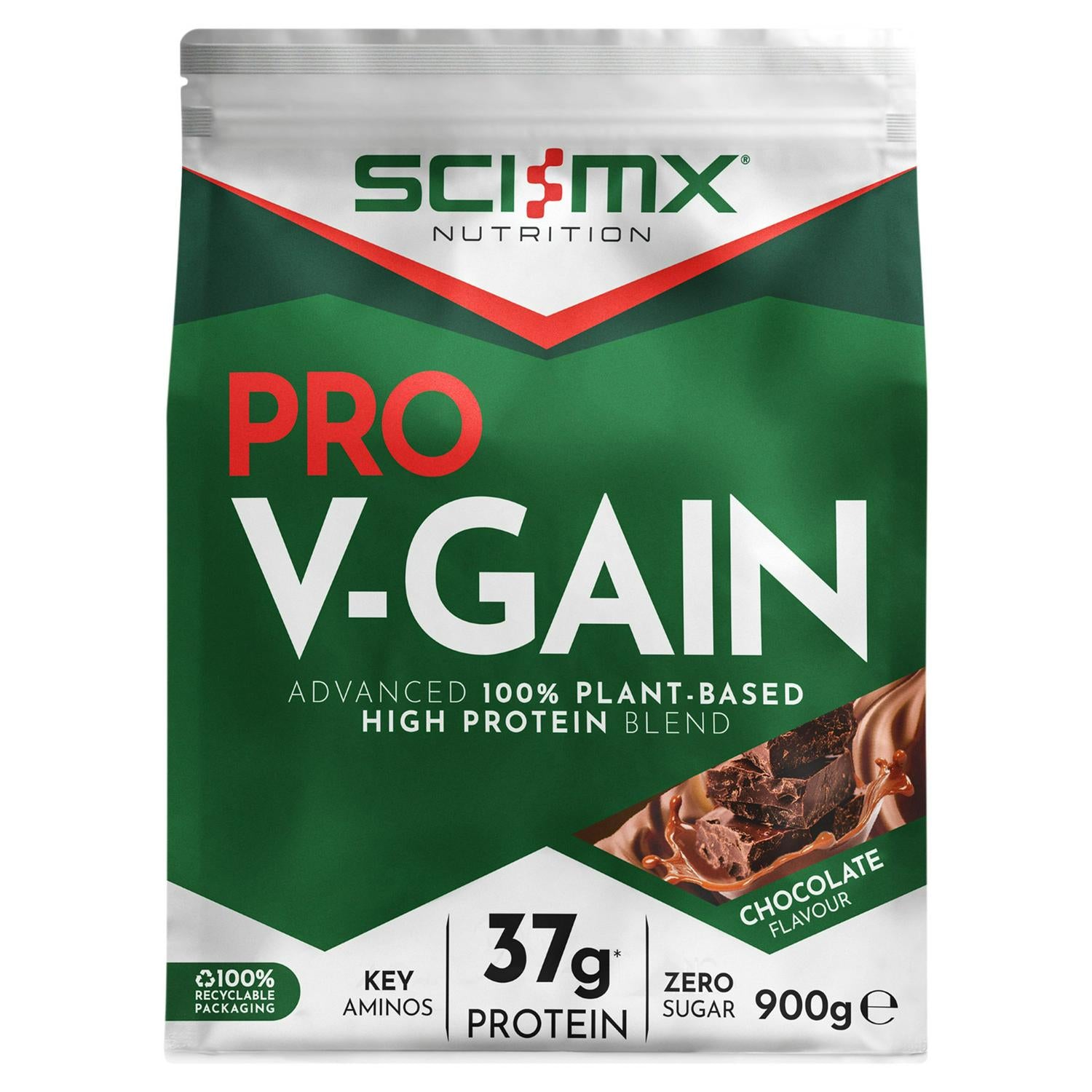 Sci-MX chocolate flavour plant-based protein supplement powder 900g (British brand)
