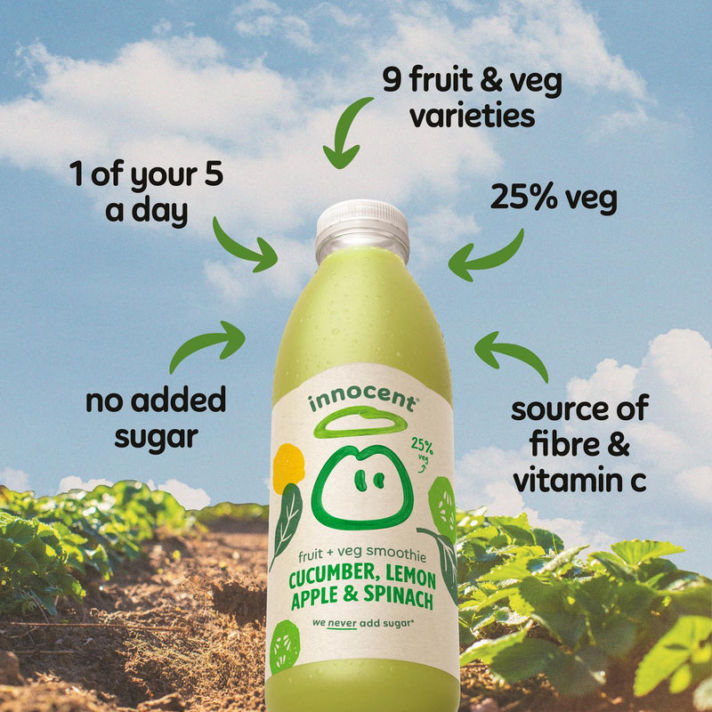 Innocent green smoothie with cucumber lemon apple spinach 750ml, imported from the UK