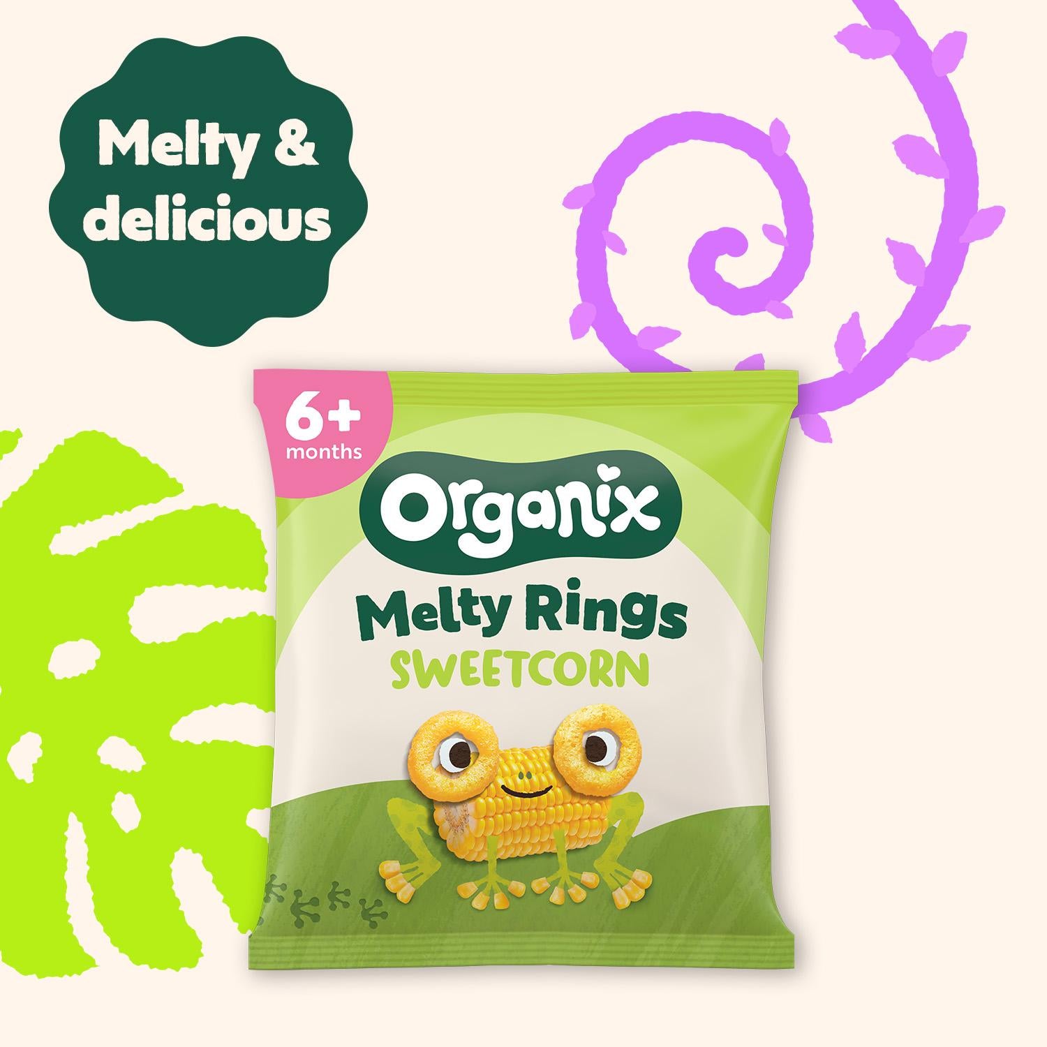 Organix organic sweetcorn rings baby puffs 20g - British product