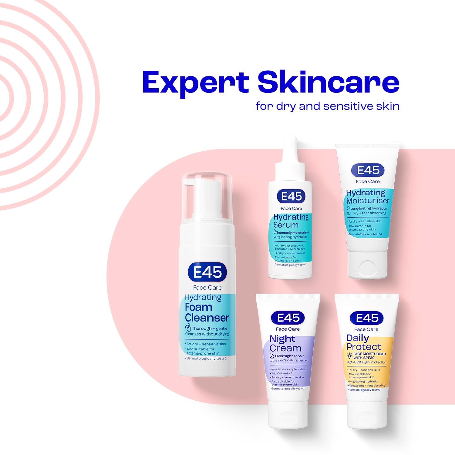 E45 foaming cleanser for dry sensitive skin 150ml - British product