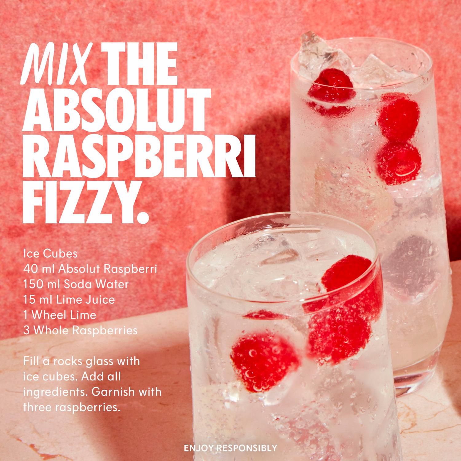 Absolut raspberry flavoured vodka 700ml bottle - British product