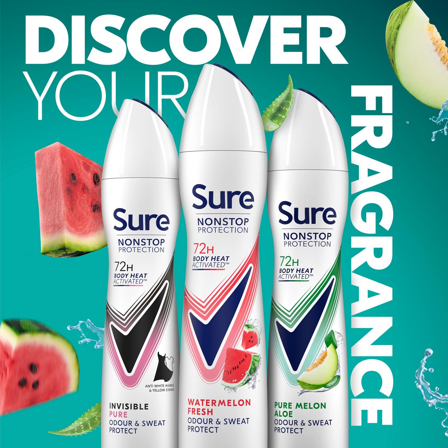 Sure Nonstop Protection Watermelon Fresh Aerosol 250ml (British brand)