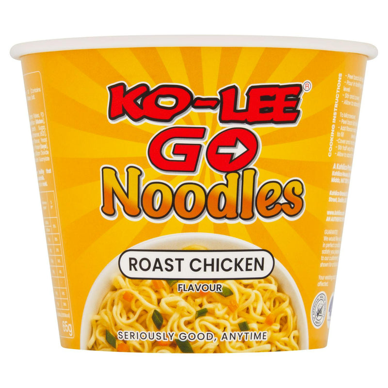 Ko-Lee Go Noodles Roast Chicken Flavour 65g, imported from the UK