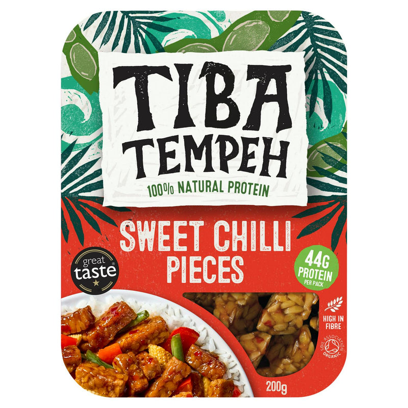 Tiba Sweet Chilli Tempeh Pieces 200g, imported from the UK