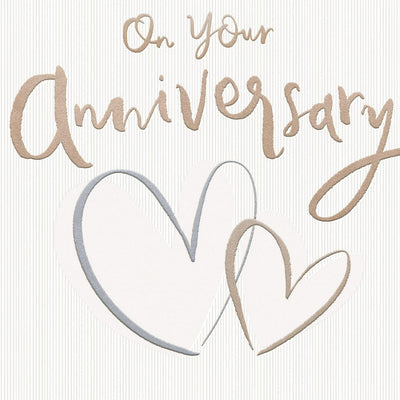 Sainsburys Anniversary Greeting Card with Loop Hearts Pattern and Envelope 16.0 x 15.6 cm- Buy online at McGrocer